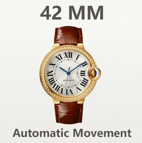 Luxury Men's Women's Watch Automatic Mechanical Quartz Sapphire Black Blue Couple Style Leather Ballon