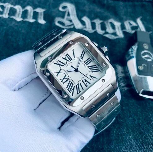 Luxury New Classic Mens Watch Automatic Mechanical Steel Strap Black White Reloj Hombre