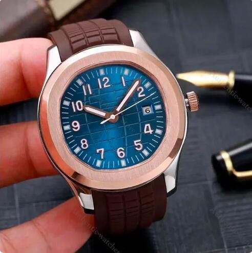 New Luxury Men Mechanical Watch Silver Rose Gold JUMBO Stainless Steel Automatic Watches Blue White Rubber Strap Sapphire