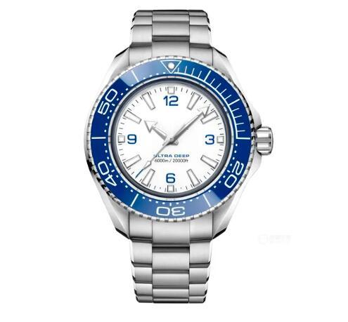 2023 New Mens Automatic Mechanical Watch Stainless Steel Blue Black Ceramic Bezel Sapphire Ultra Deep Wristwatch 45mm