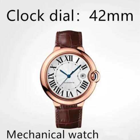 Luxury Men's Women's Watch Automatic Mechanical Quartz Sapphire Black Blue Couple Style Leather Ballon