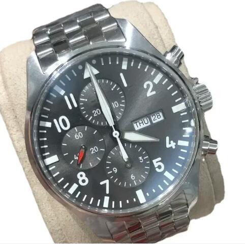 Luxury New Automatic Watch for Men Mechanical Watches Big Pilots Full Stainless Steel Bracelet Black Blue Dial Sapphire Glass