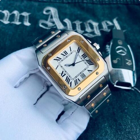 Luxury New Classic Mens Watch Automatic Mechanical Steel Strap Black White Reloj Hombre