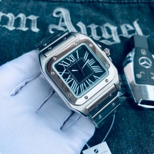Luxury New Classic Mens Watch Automatic Mechanical Steel Strap Black White Reloj Hombre