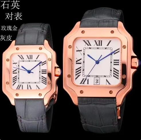 Luxury Mens Womens Quartz Watch Black Brown Leather Sapphire Stainless Steel Rose Gold Silver Blue Black