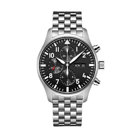 Luxury New Automatic Watch for Men Mechanical Watches Big Pilots Full Stainless Steel Bracelet Black Blue Dial Sapphire Glass