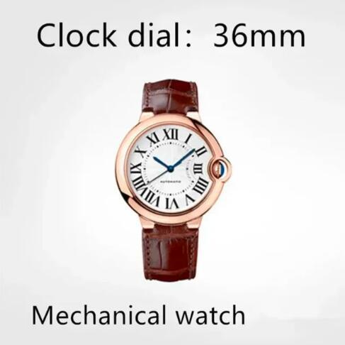 Luxury Men's Women's Watch Automatic Mechanical Quartz Sapphire Black Blue Couple Style Leather Ballon