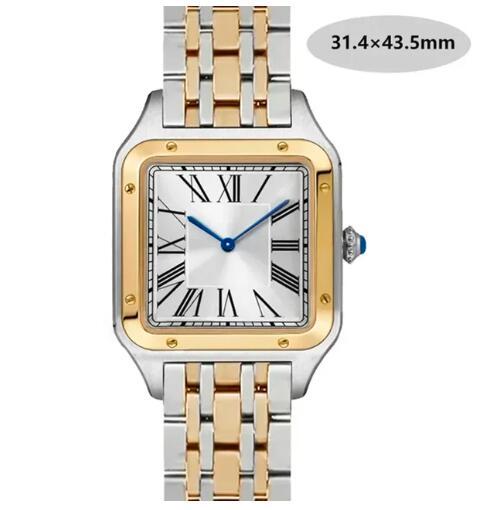 Luxury High Quality Lovers Quartz Watch Mens Women Fashion Square Leather Men Gold White Sapphire Wristwatch