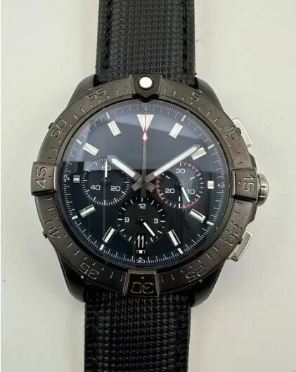 Luxury New Men Quartz Watch Chronograph Watches Avenger B01 Stainless Steel Full Black Blue Sport Canvas Leather Sapphire 44mm