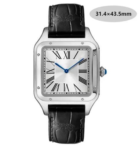 Luxury High Quality Lovers Quartz Watch Mens Women Fashion Square Leather Men Gold White Sapphire Wristwatch