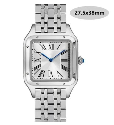 Luxury High Quality Lovers Quartz Watch Mens Women Fashion Square Leather Men Gold White Sapphire Wristwatch