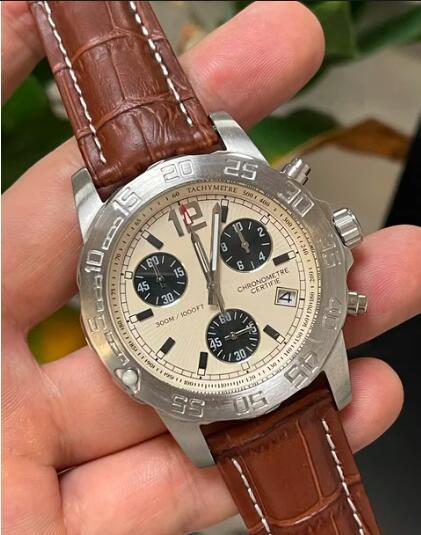 Luxury New Mens Quartz Chronograph Watch Black Blue Leather Reloj Hombre