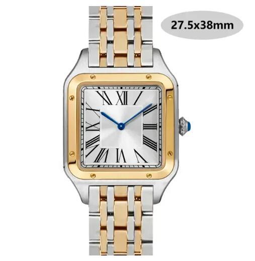 Luxury High Quality Lovers Quartz Watch Mens Women Fashion Square Leather Men Gold White Sapphire Wristwatch