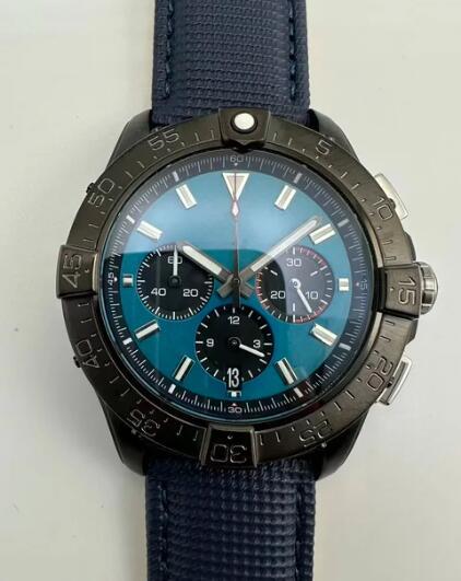 Luxury New Men Quartz Watch Chronograph Watches Avenger B01 Stainless Steel Full Black Blue Sport Canvas Leather Sapphire 44mm