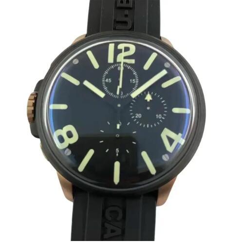 Luxury New Men's Watch Quartz Chronograph Ceramic Rose Gold 45mm Capsoil DLC Black Rubber Reloj Hombre