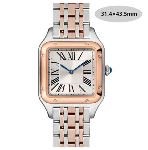Luxury High Quality Lovers Quartz Watch Mens Women Fashion Square Leather Men Gold White Sapphire Wristwatch