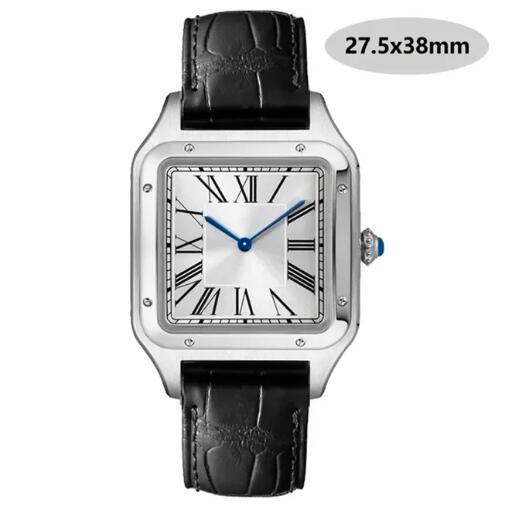 Luxury High Quality Lovers Quartz Watch Mens Women Fashion Square Leather Men Gold White Sapphire Wristwatch