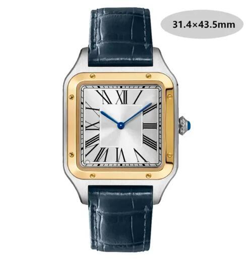 Luxury High Quality Lovers Quartz Watch Mens Women Fashion Square Leather Men Gold White Sapphire Wristwatch