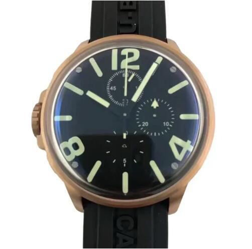 Luxury New Men's Watch Quartz Chronograph Ceramic Rose Gold 45mm Capsoil DLC Black Rubber Reloj Hombre