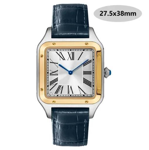 Luxury High Quality Lovers Quartz Watch Mens Women Fashion Square Leather Men Gold White Sapphire Wristwatch