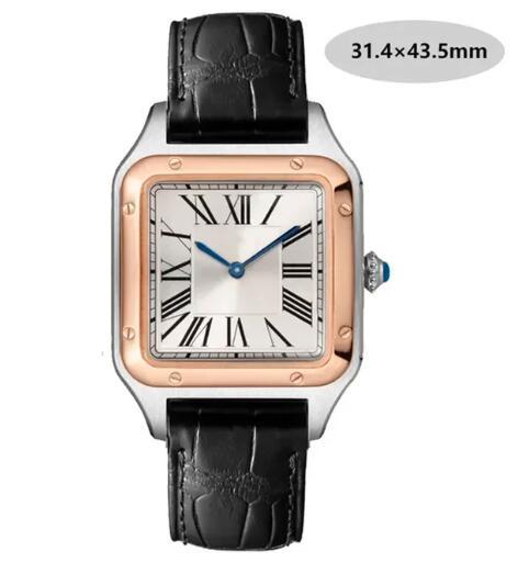 Luxury High Quality Lovers Quartz Watch Mens Women Fashion Square Leather Men Gold White Sapphire Wristwatch