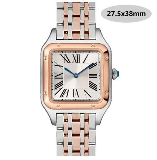 Luxury High Quality Lovers Quartz Watch Mens Women Fashion Square Leather Men Gold White Sapphire Wristwatch