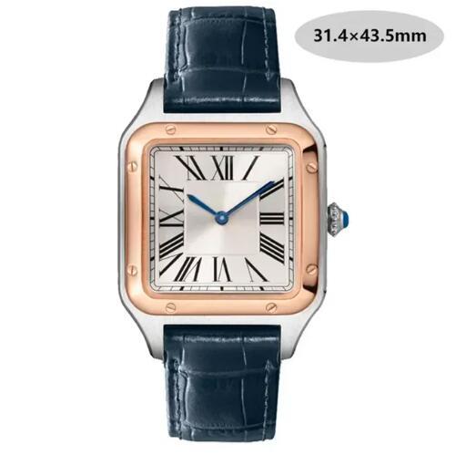 Luxury High Quality Lovers Quartz Watch Mens Women Fashion Square Leather Men Gold White Sapphire Wristwatch