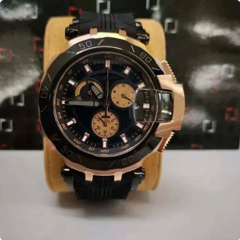 Luxury New Mens Quartz Chronograph Watch Collection Black Rubber Rose Gold Relogio Masculino