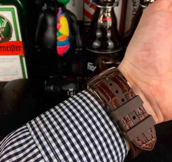 Luxury New Mechanical Mens Watch Automatic Rose Gold Diamonds Brown Leather Sport Watches