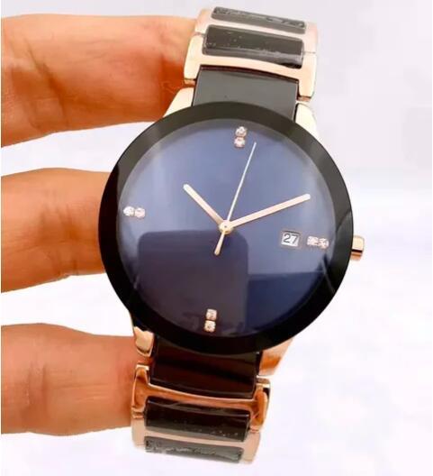 Luxury New Mens Ladies Yellow Gold Ceramica Quartz Round Black White Ceramic Couple Watch Fashion Watches