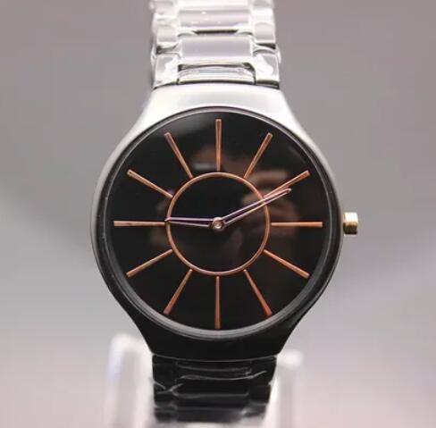 Luxury New Black White Ceramic Quartz Watch Men Women Relogio Masculino
