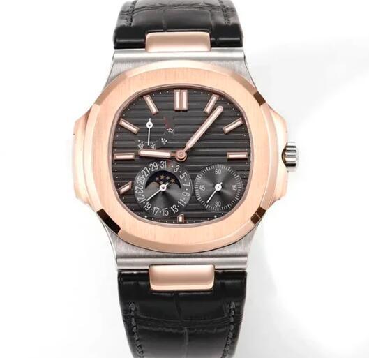 Luxury New Men Watch 5712 Automatic Mechanical Watches Stainless Steel Nautilus Sapphire Rose Gold Black Blue Leather 40MM