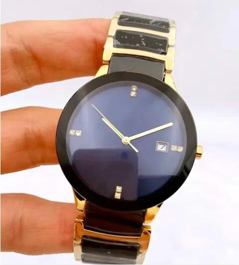 Luxury New Mens Ladies Yellow Gold Ceramica Quartz Round Black White Ceramic Couple Watch Fashion Watches