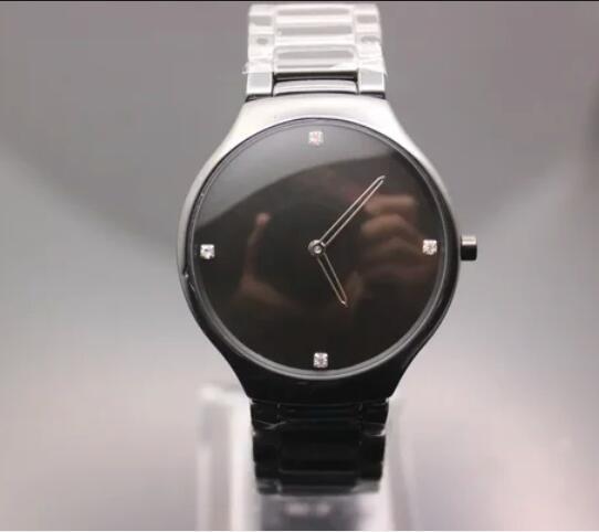 Luxury New Black White Ceramic Quartz Watch Men Women Relogio Masculino