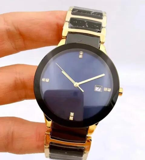 Luxury New Mens Ladies Yellow Gold Ceramica Quartz Round Black White Ceramic Couple Watch Fashion Watches