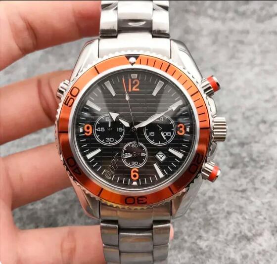Luxury New Mens Quartz Chronograph Watch Ceramic Black Reloj Hombre