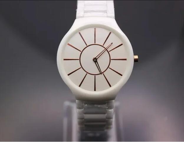 Luxury New Black White Ceramic Quartz Watch Men Women Relogio Masculino