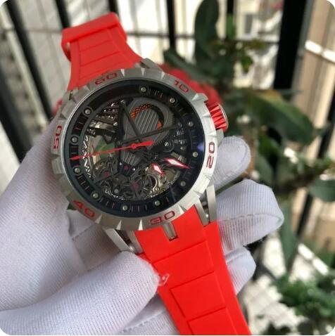 Luxury New Mens Mechanical Watch Automatic Rose Gold Blue Leather Rubber Tourbillion Fashion Watches