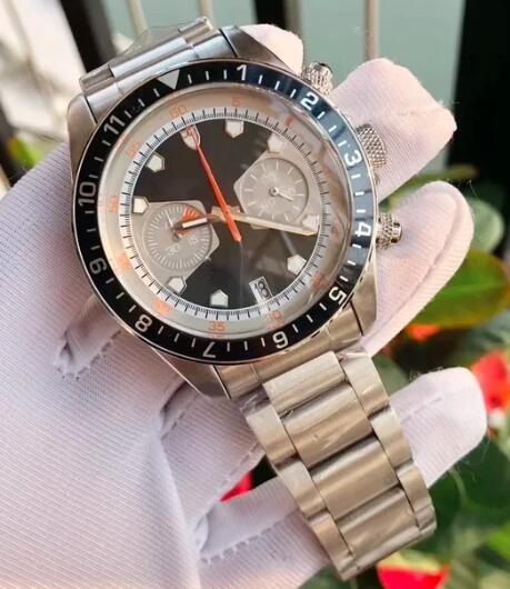 Luxury New Mens Quartz Chronograph Watch Black Grey Orange Ceramic Relogio Masculino