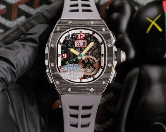 Luxury New Mens Automatic Mechanical Watch Black Red Rubber Carbon Fiber Sport Watches