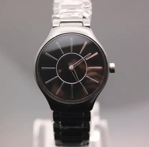 Luxury New Black White Ceramic Quartz Watch Men Women Relogio Masculino