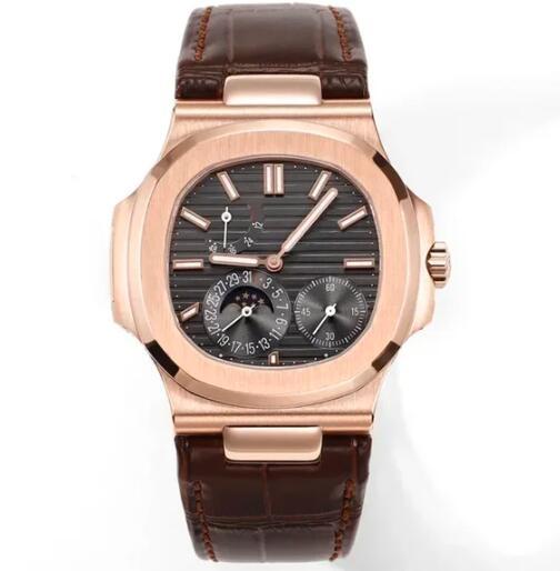 Luxury New Men Watch 5712 Automatic Mechanical Watches Stainless Steel Nautilus Sapphire Rose Gold Black Blue Leather 40MM