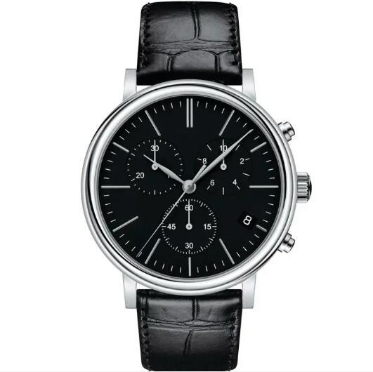 Luxury New Quartz Mens Watch Chronograph Black Dial Leather Relogio Masculino