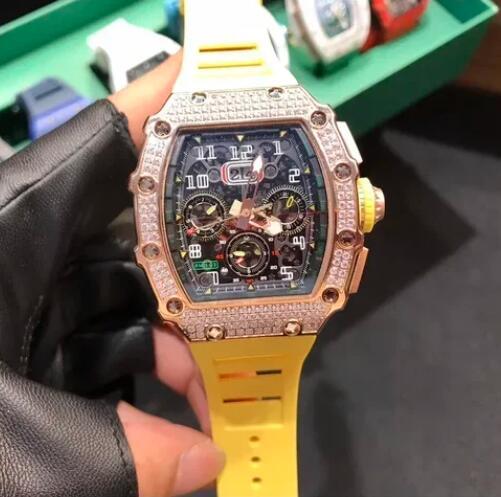 Luxury New Mens Automatic Mechanical Watch Iced Diamond Rose Gold Black Rubber Relogio Masculino