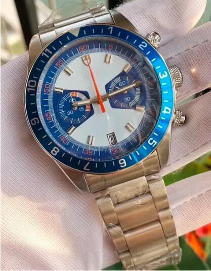 Luxury New Mens Quartz Chronograph Watch Black Grey Orange Ceramic Relogio Masculino