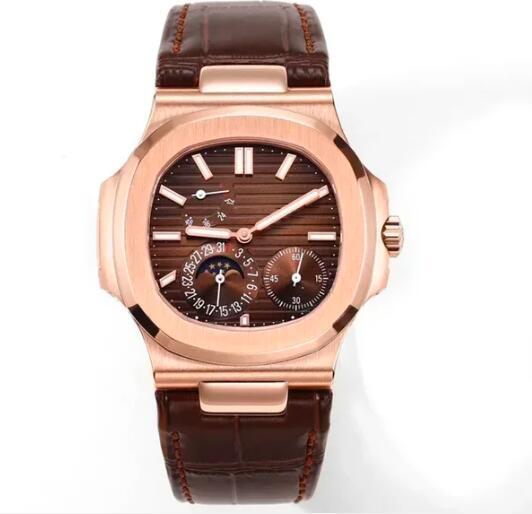Luxury New Men Watch 5712 Automatic Mechanical Watches Stainless Steel Nautilus Sapphire Rose Gold Black Blue Leather 40MM