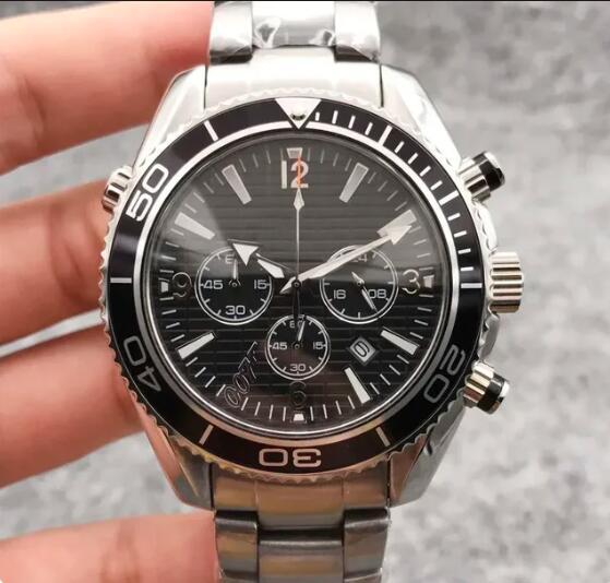 Luxury New Mens Quartz Chronograph Watch Ceramic Black Reloj Hombre