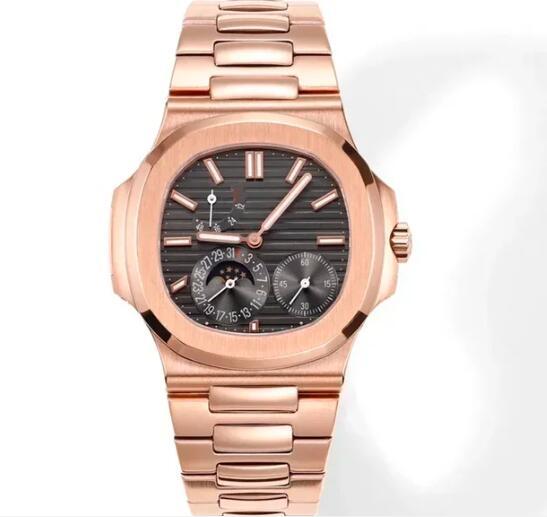 Luxury New Men Watch 5712 Automatic Mechanical Watches Stainless Steel Nautilus Sapphire Rose Gold Black Blue Leather 40MM