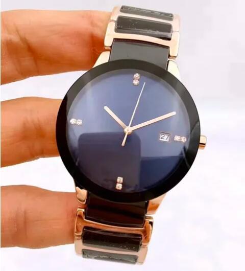 Luxury New Mens Ladies Yellow Gold Ceramica Quartz Round Black White Ceramic Couple Watch Fashion Watches