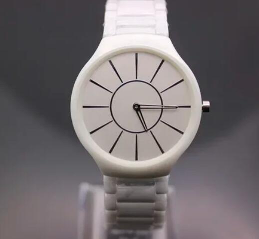 Luxury New Black White Ceramic Quartz Watch Men Women Relogio Masculino